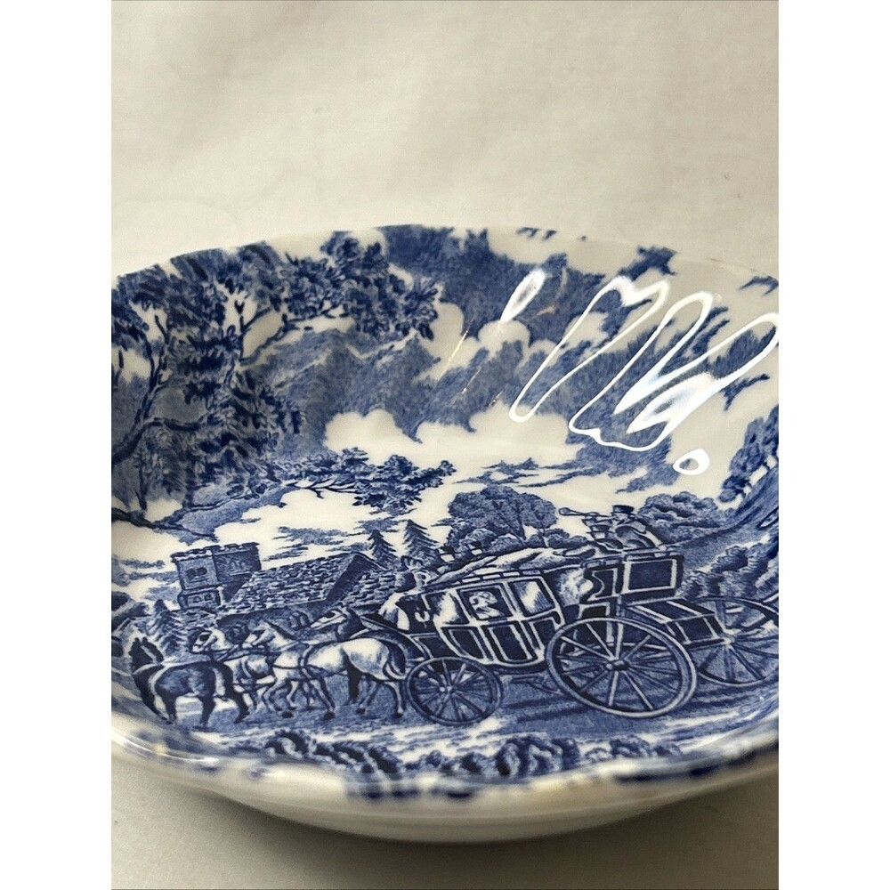 Vintage Myott Staffordshire England Royal Mail Blue Berry Dessert Bowls Lot Of 2 - Picture 6 of 11